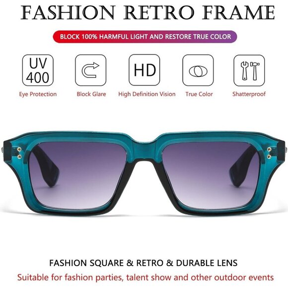 Retro Rectangle Grey Gradient Sunglasses Men Women Fashion Square Frame Shades main image 4